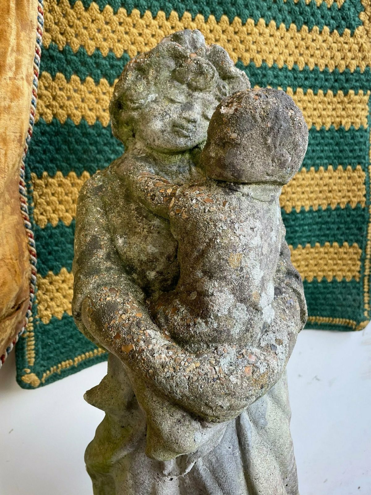 Composite Stone Figure Of A Woman And Child C.1940 photo for sale