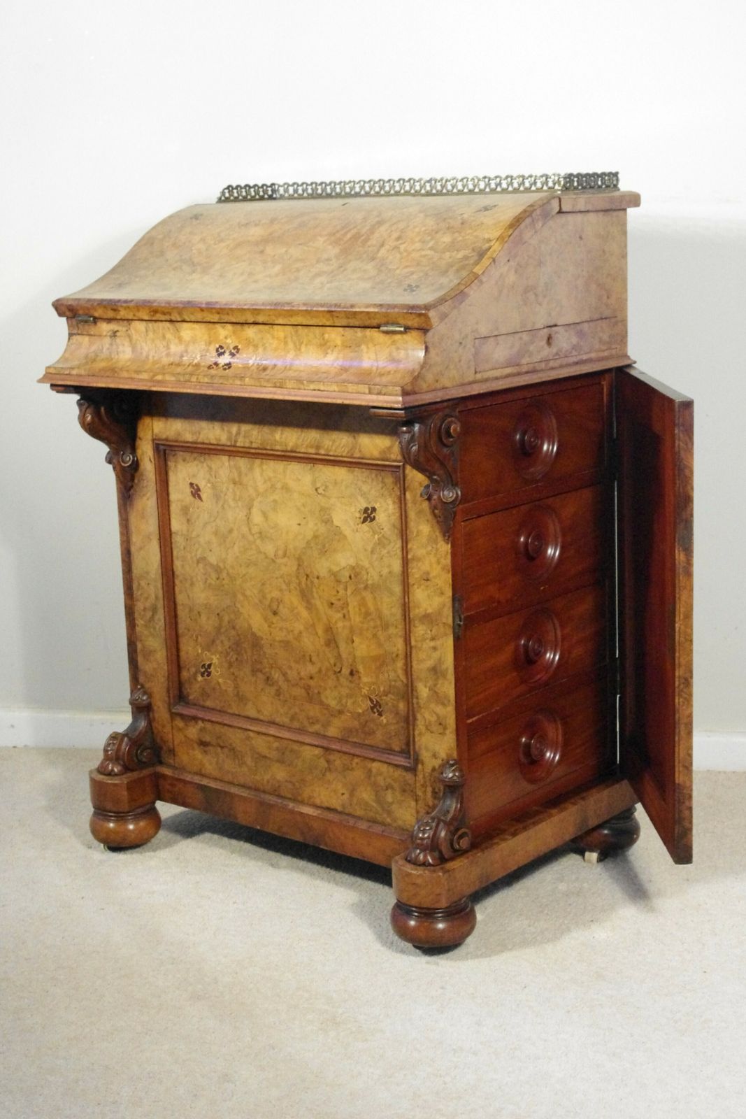 Victorian Burr Walnut Davenport photo for sale