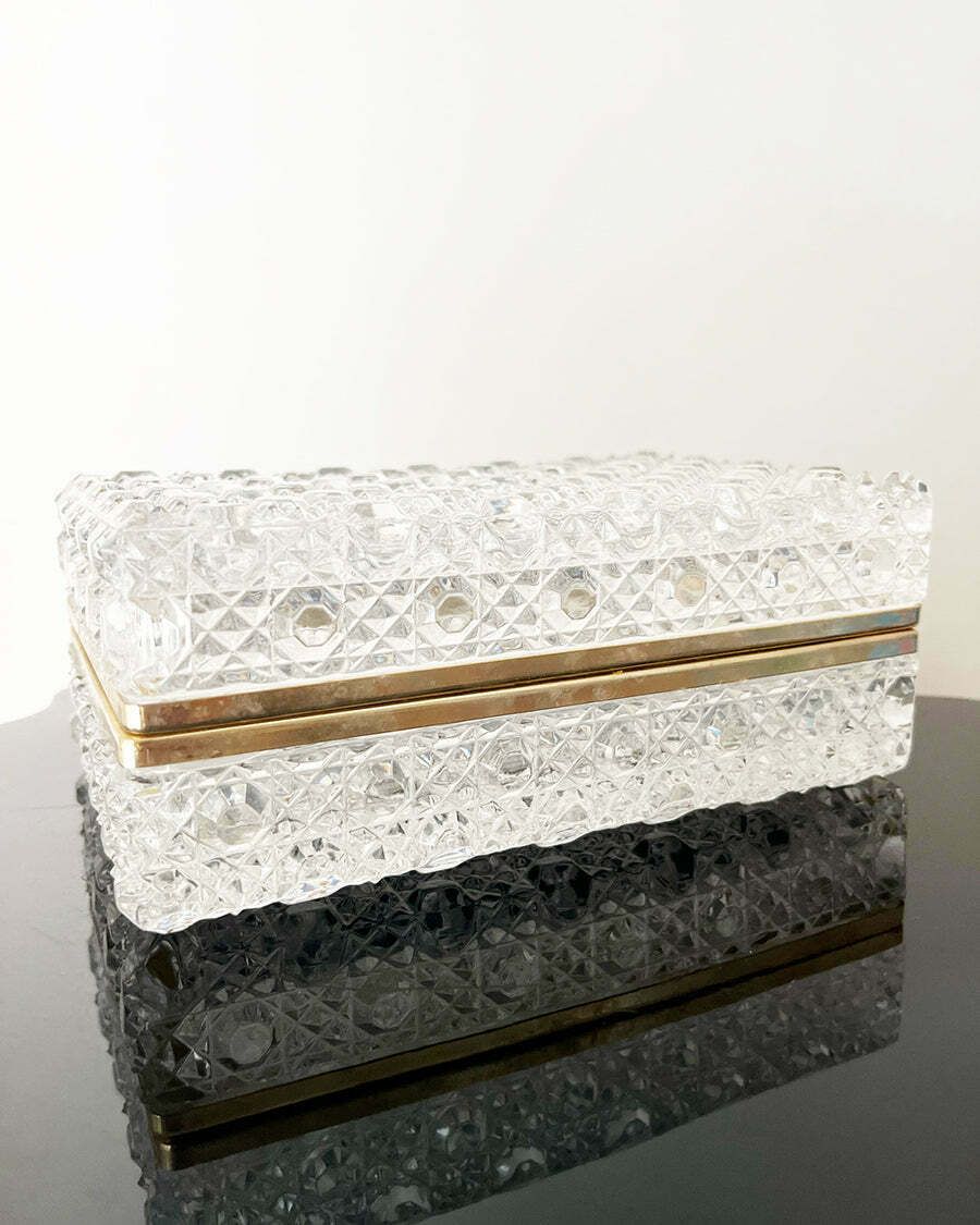 1950s French Bohemian Crystal Diamond Chest  Antiques