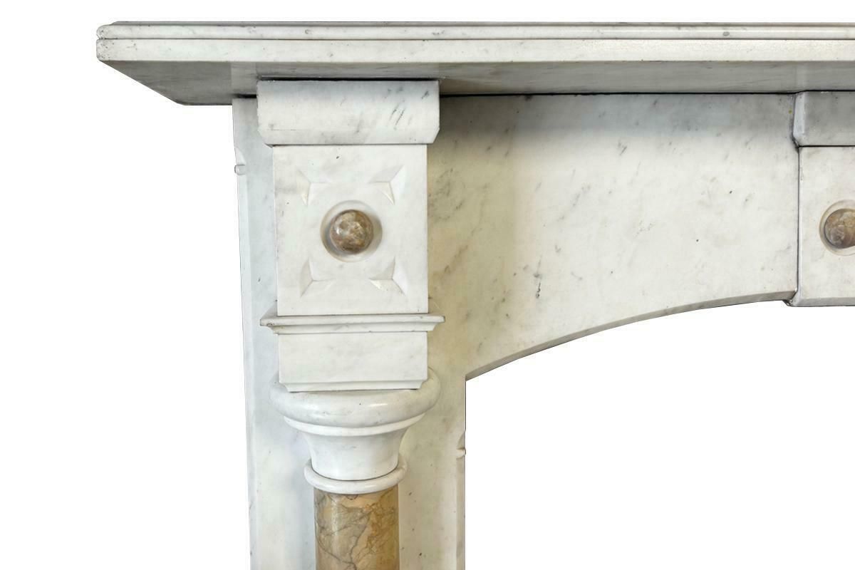 Antique Victorian Pillared Lightly Grained Carrara Marble Fireplace Surround photo Home Fixtures