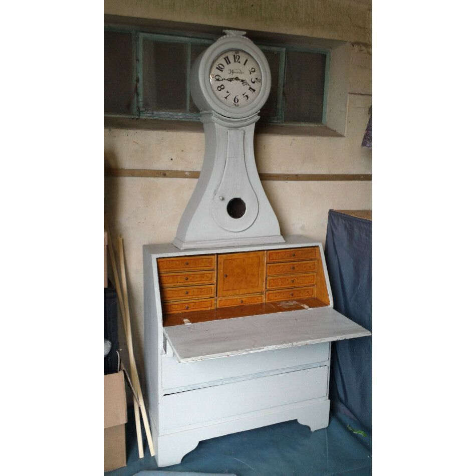Mora Clock Swedish Secretaire Writing Desk Drawers Early 1800s