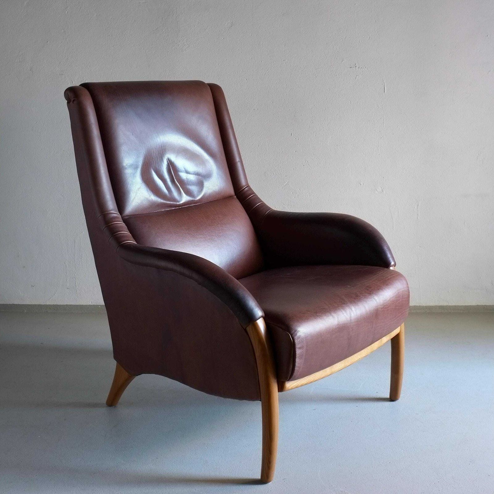 Brown Leather Lounge Chair | Netherlands | 1980s