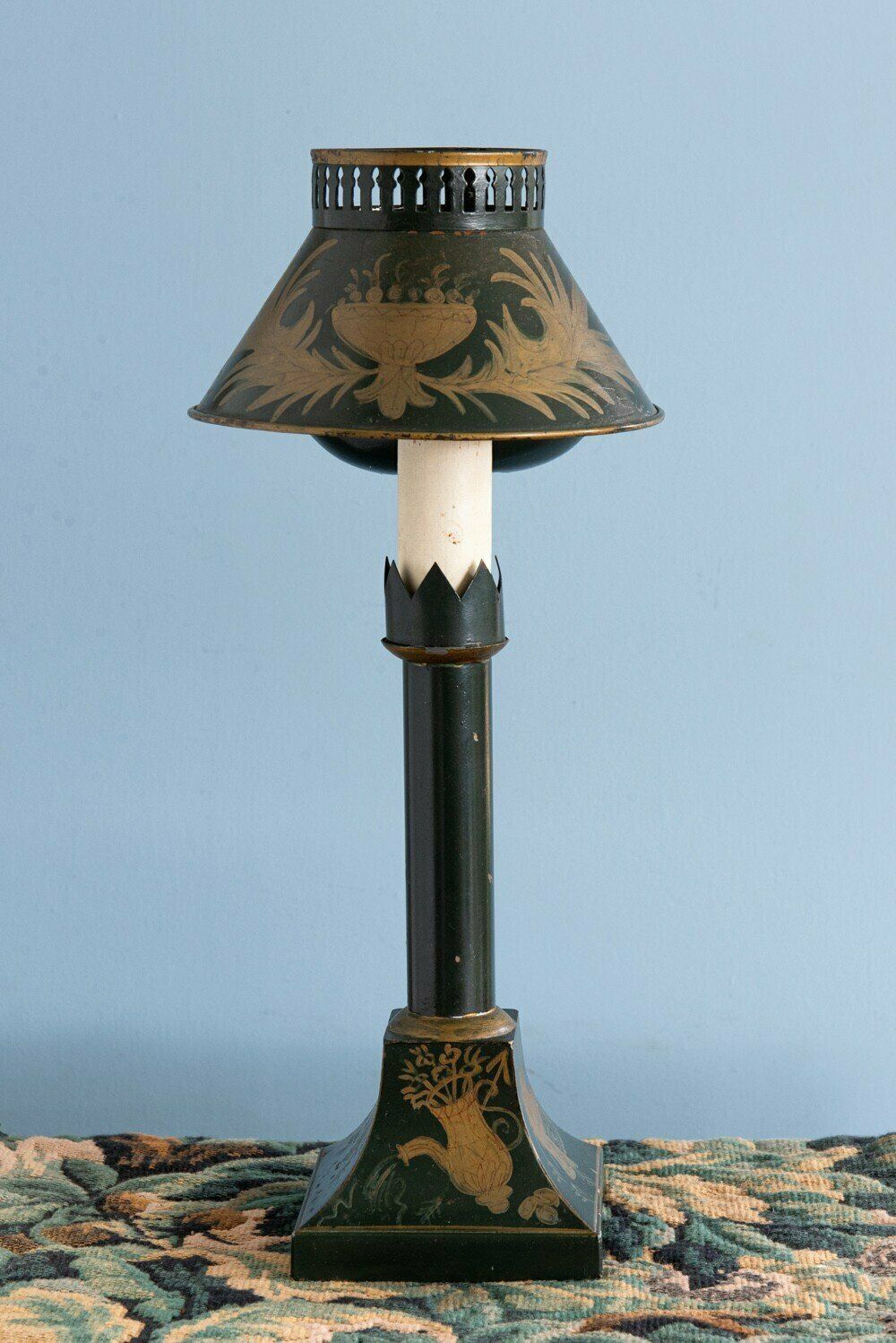 Pair Of French Tole Oil Lamps, Early 20th Century photo Lighting