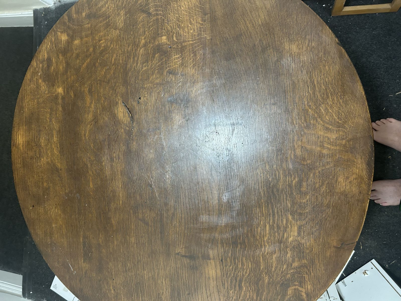 Antique Oak Round Tilt Top Dining Table Tripod Pedestal Base photo Furniture