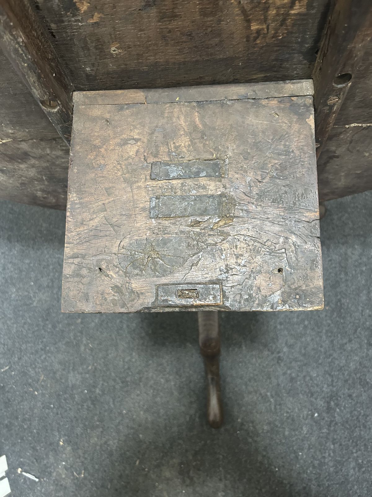 Antique Oak Round Tilt Top Dining Table Tripod Pedestal Base photo buy