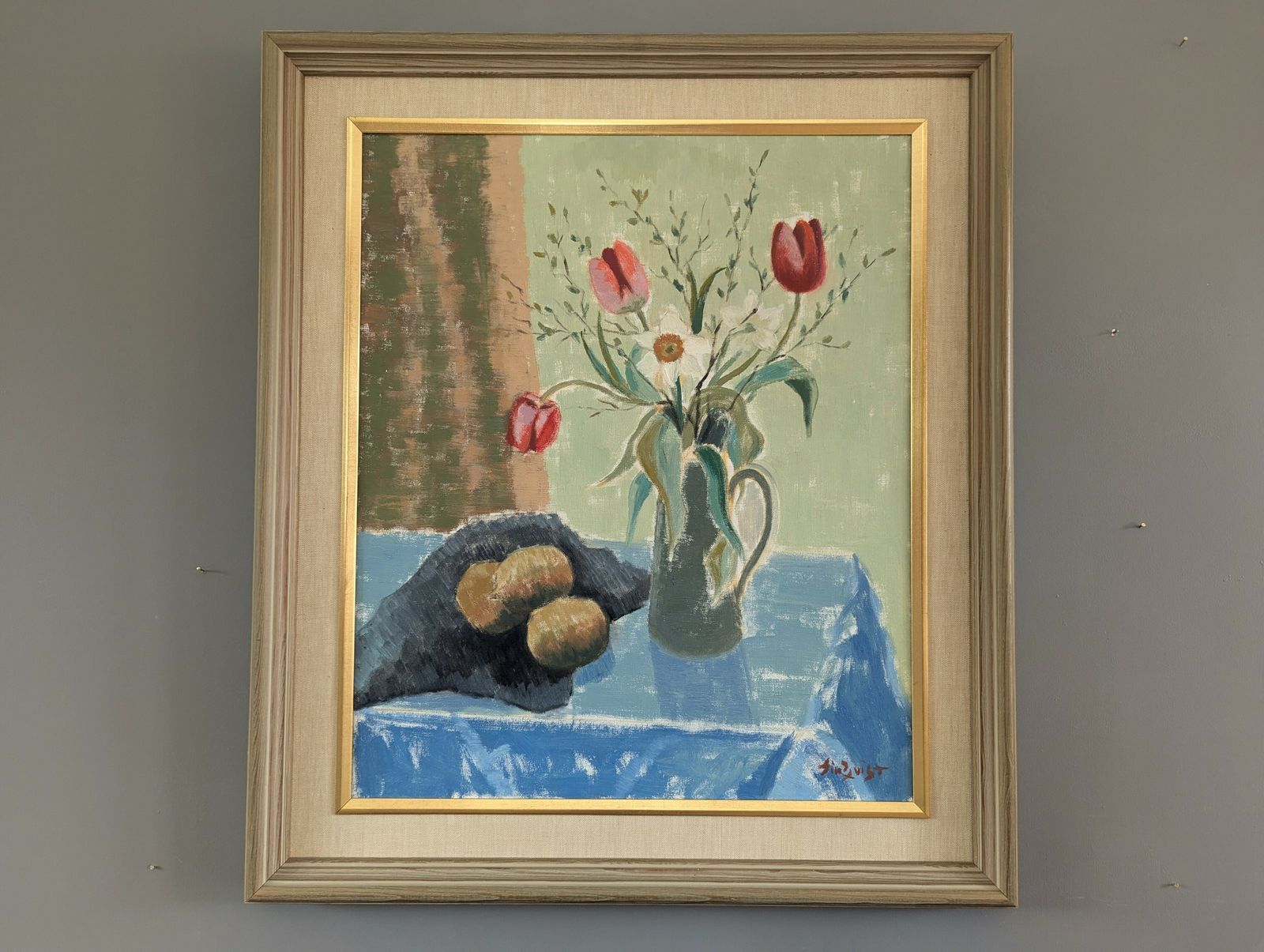 Tulips In A Jug, Oil Onto Canvas
