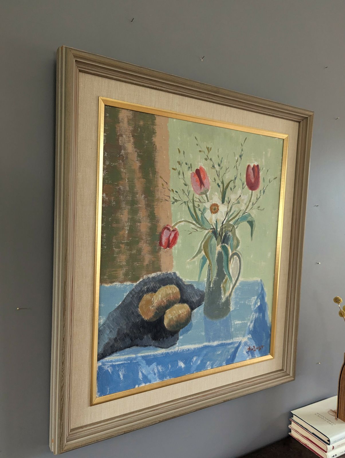 Tulips In A Jug, Oil Onto Canvas photo for sale