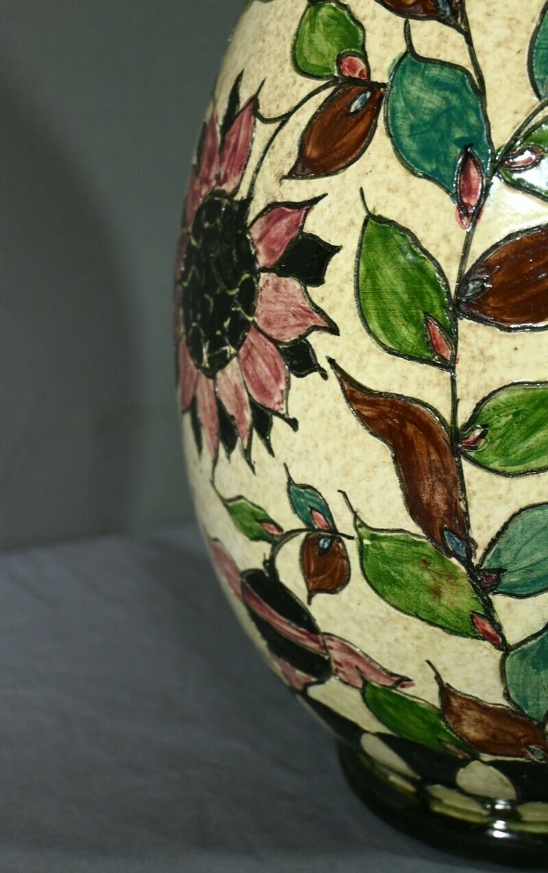 650.0 Polychrome Earthenware Vase, Signed J.Massier, Vallauris – Early 20th Century photo