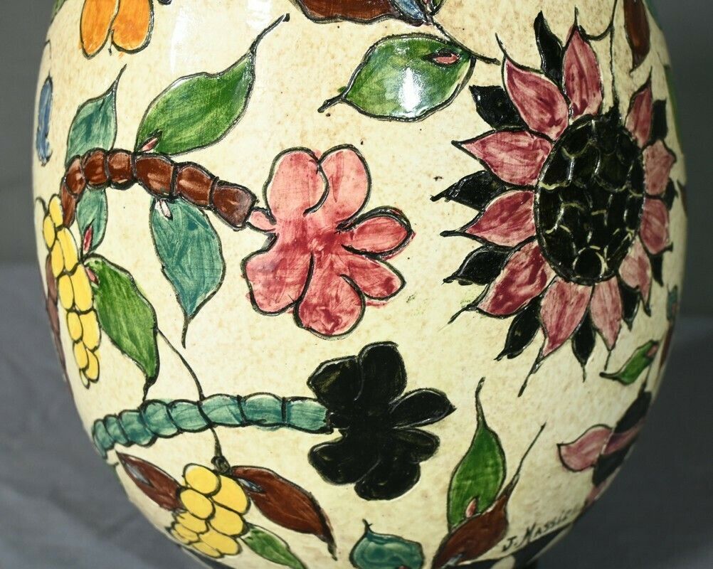 photo vinterior Polychrome Earthenware Vase, Signed J.Massier, Vallauris – Early 20th Century
