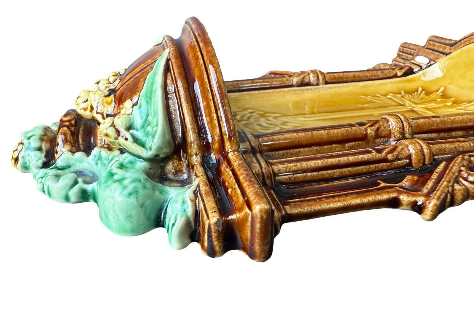 photo for sale Antique Majolica Holy Water Font Choisy Le Roi 19th Gift Religious Decor