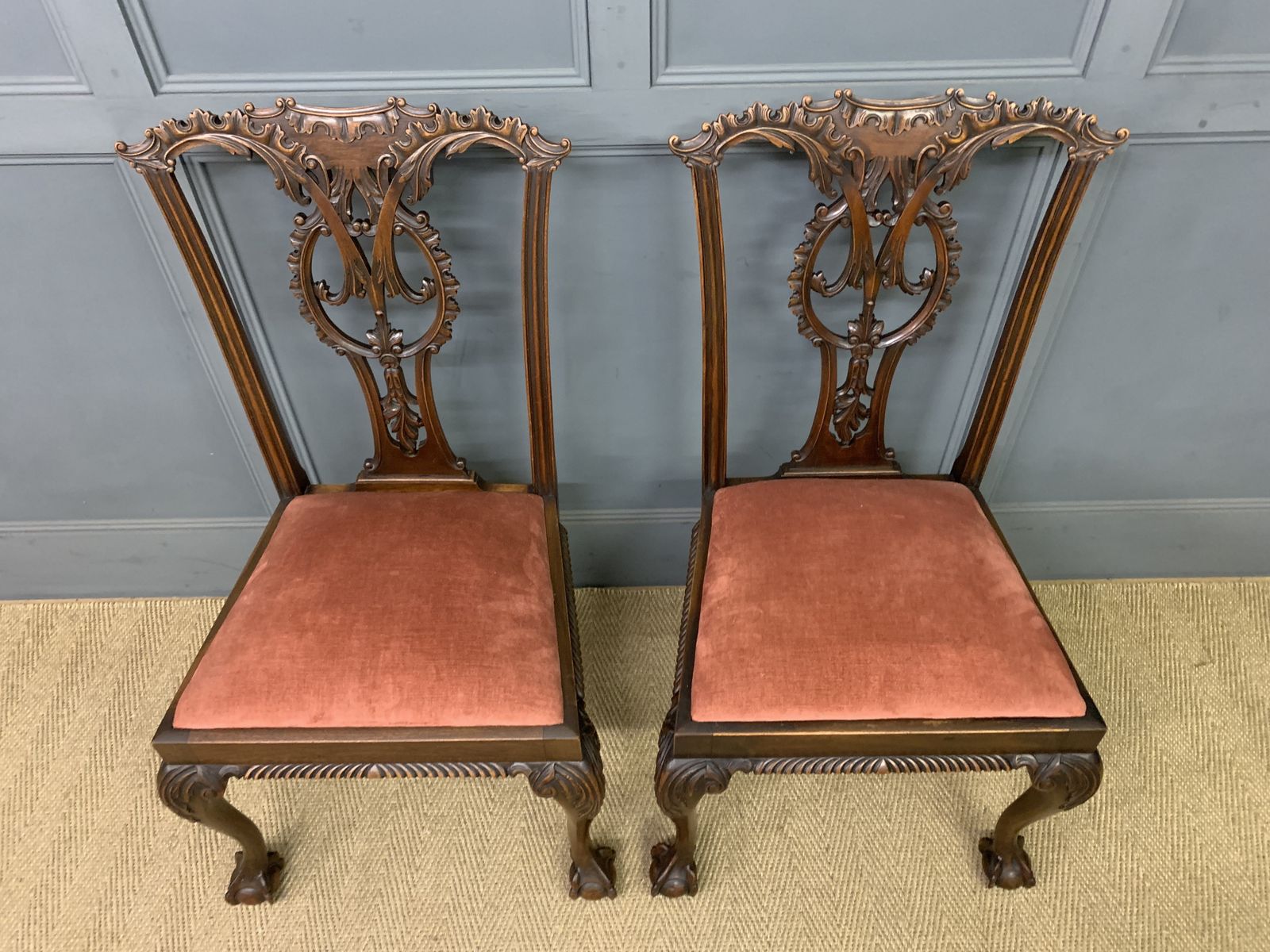 Pair Of Chippendale Style Mahogany Chairs photo Furniture