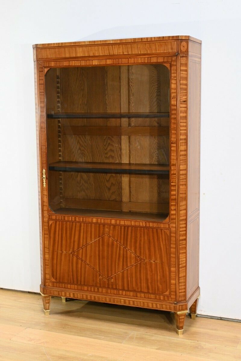Flamed Mahogany Bookcase, Louis XVI Style – Mid 19th Century photo for sale