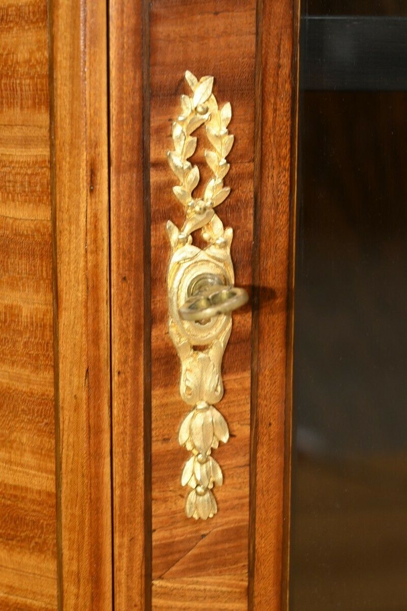 photo for sale Flamed Mahogany Bookcase, Louis XVI Style – Mid 19th Century