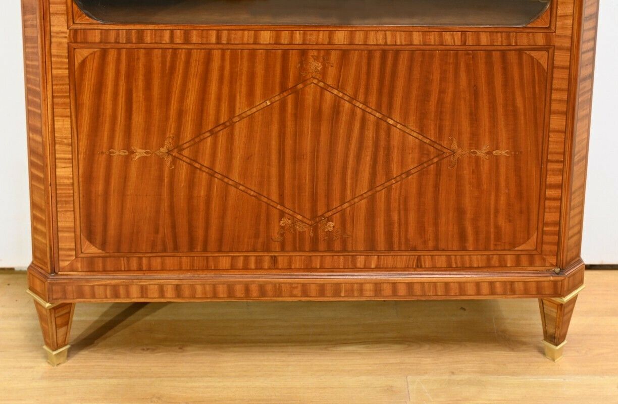 Furniture Flamed Mahogany Bookcase, Louis XVI Style – Mid 19th Century photo
