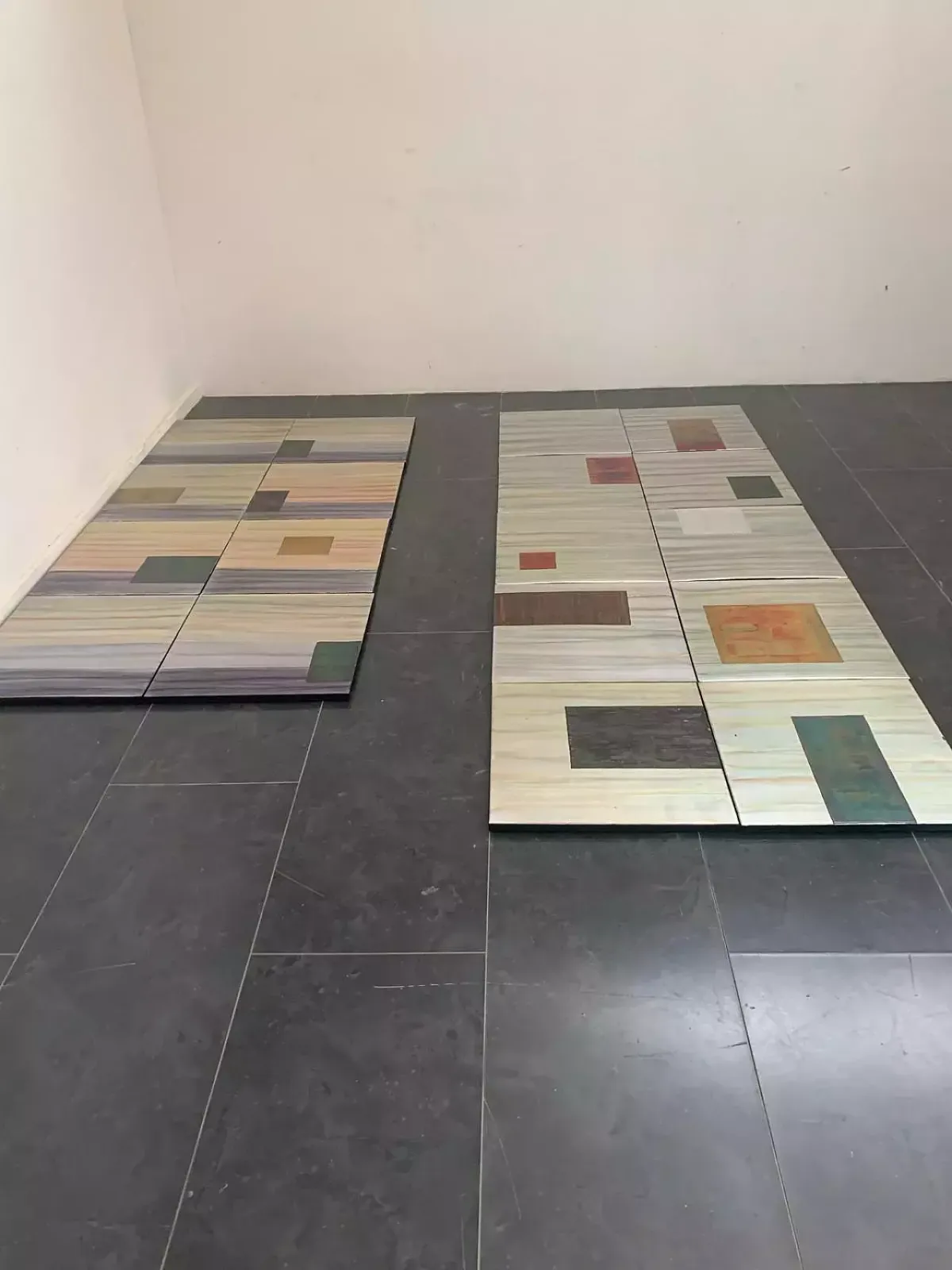 photo vintage Abstract Metal Panels In Iridescent Paints, 1980s, Set Of 10