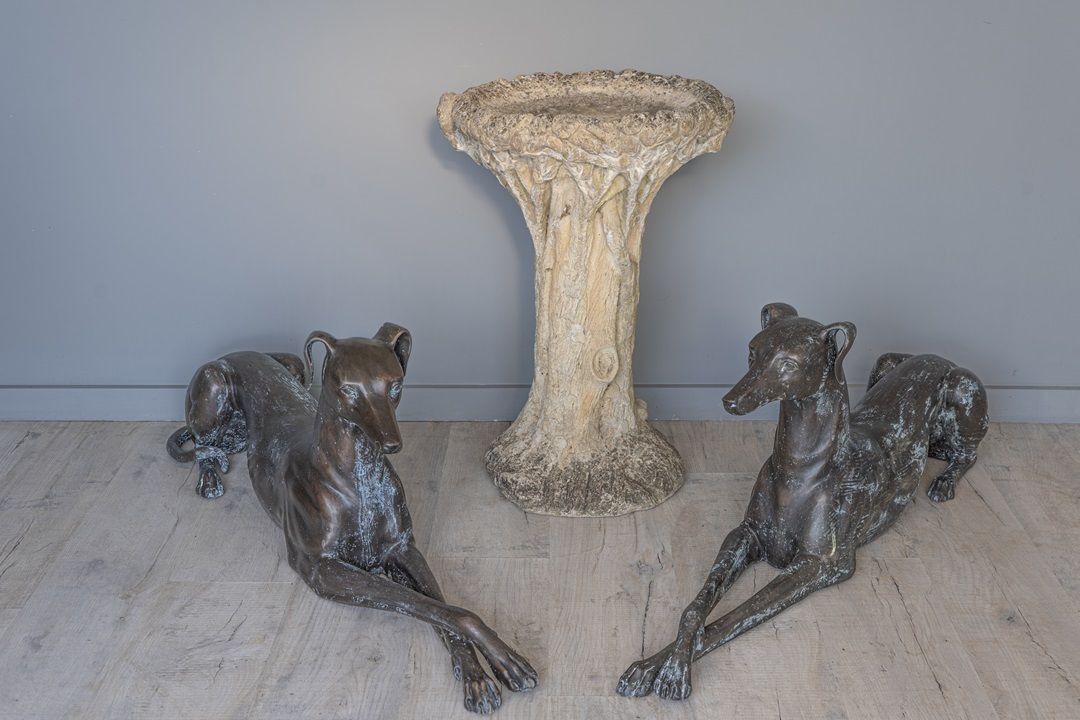 Pair Of Bronze Whippet Garden Statues photo 2880.0