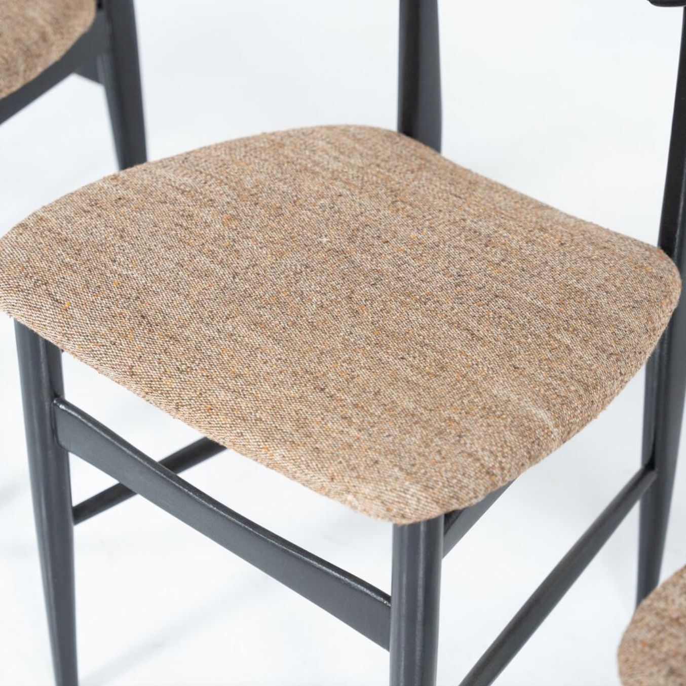 Mid Century Modern Set Of 4 Chairs By Hans Wegner, Black Wood And Rope, Denmark photo Furniture