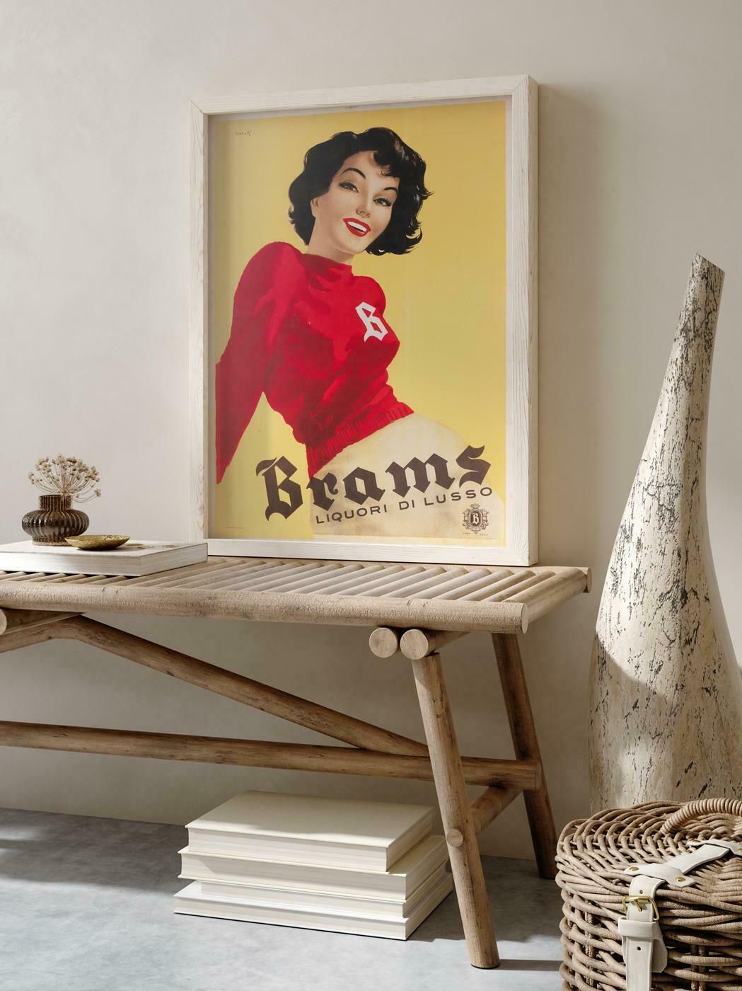 Brams C1950s Italian Alcohol Beverage Advertising Poster photo furniture