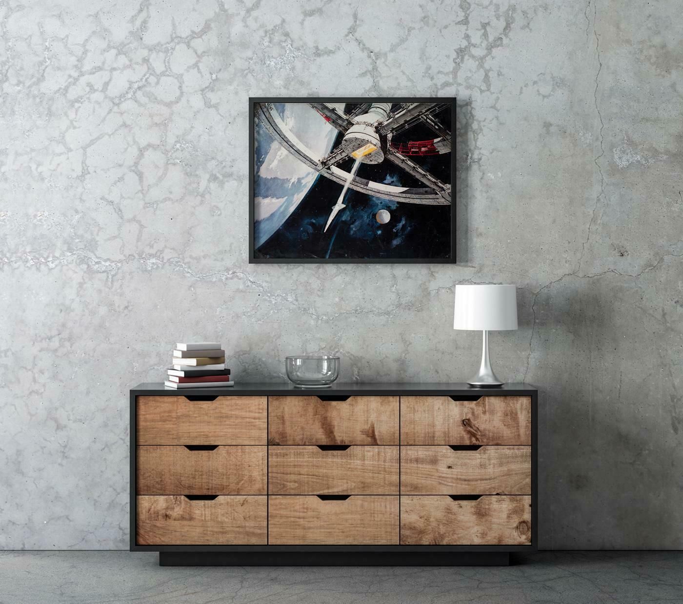 2001 A Space Odyssey Space Station Italian Oversized Illustrated Still, Bob Mcca photo furniture