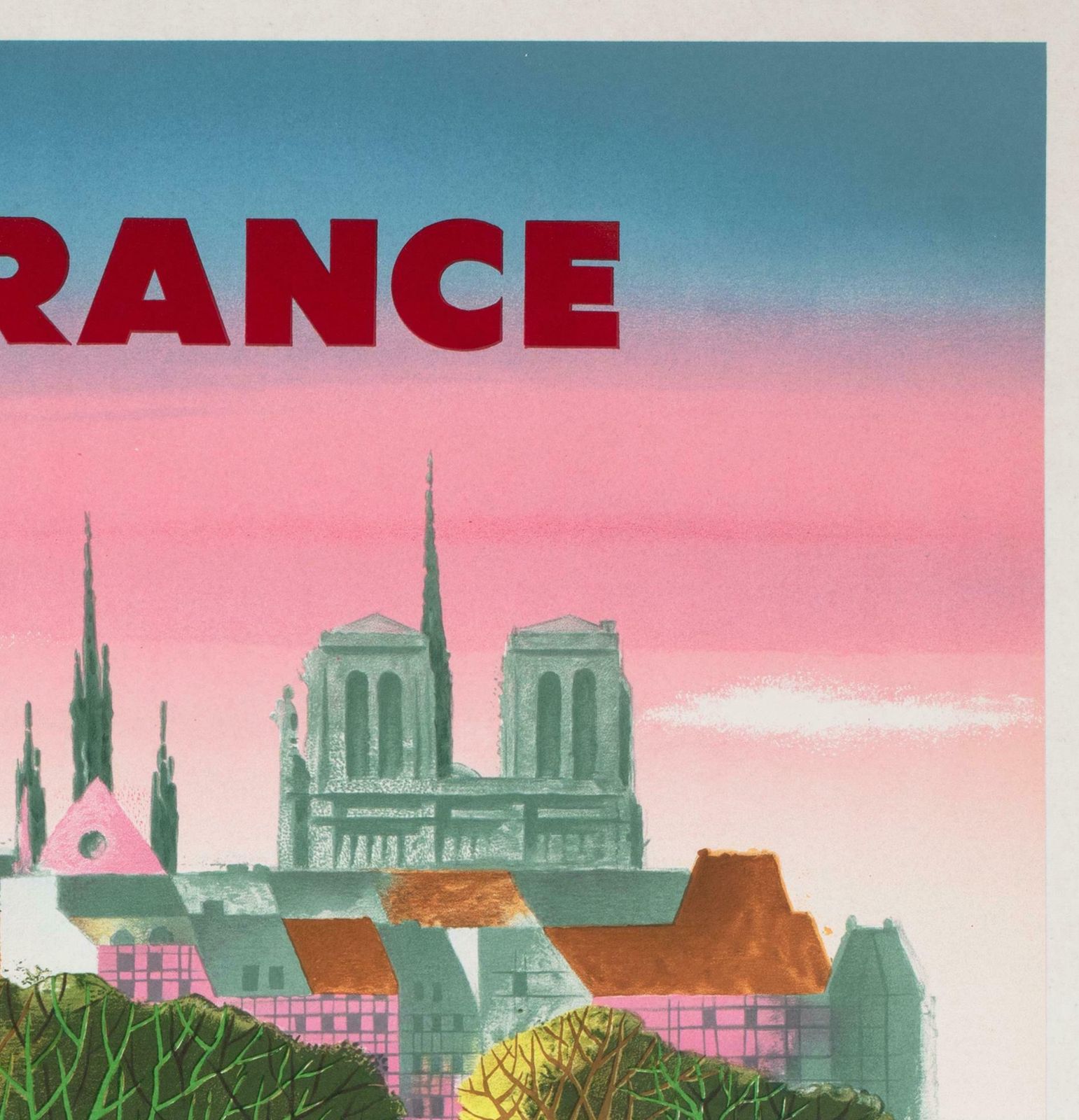 Air France Paris 1957 Travel Airline Advertising Poster, Jacques Nathan Garamond photo Art