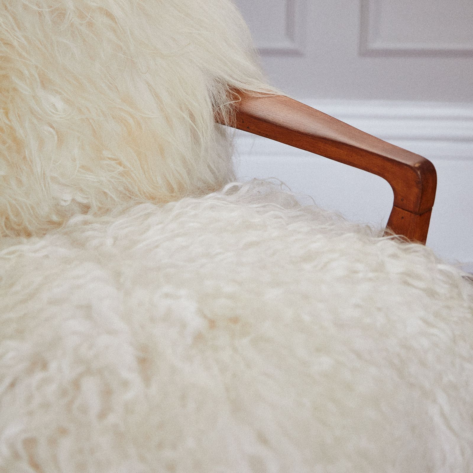 The Three Sheep Chair 1930s Mid Century Modern Armchair With Long Haired Icelandic Sheepskin photo for sale