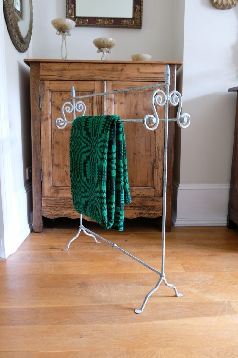 Wrought Iron & Painted Towel Rail With Scroll Ends photo vinterior