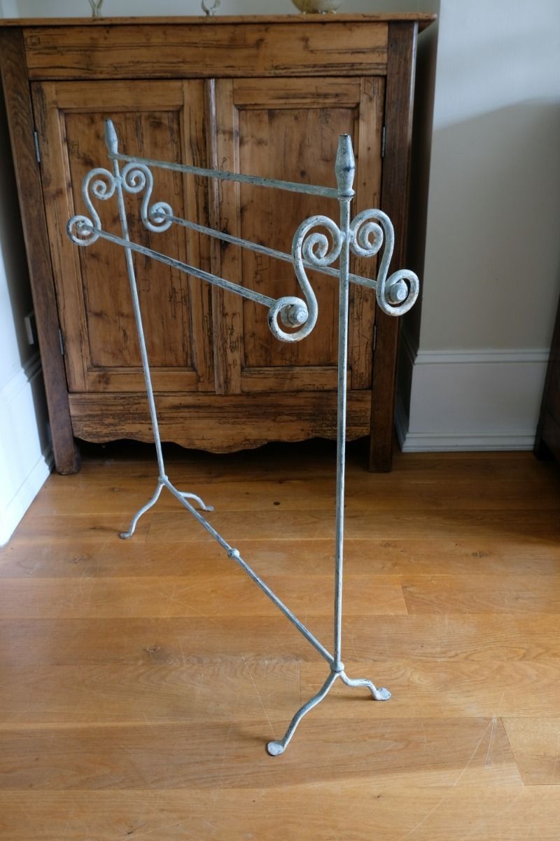 photo furniture Wrought Iron & Painted Towel Rail With Scroll Ends