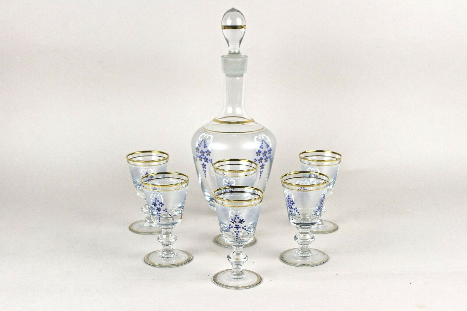 20th Century Glass Decanter Set With Enamel Paintings, Austria Ca. 1980s photo furniture
