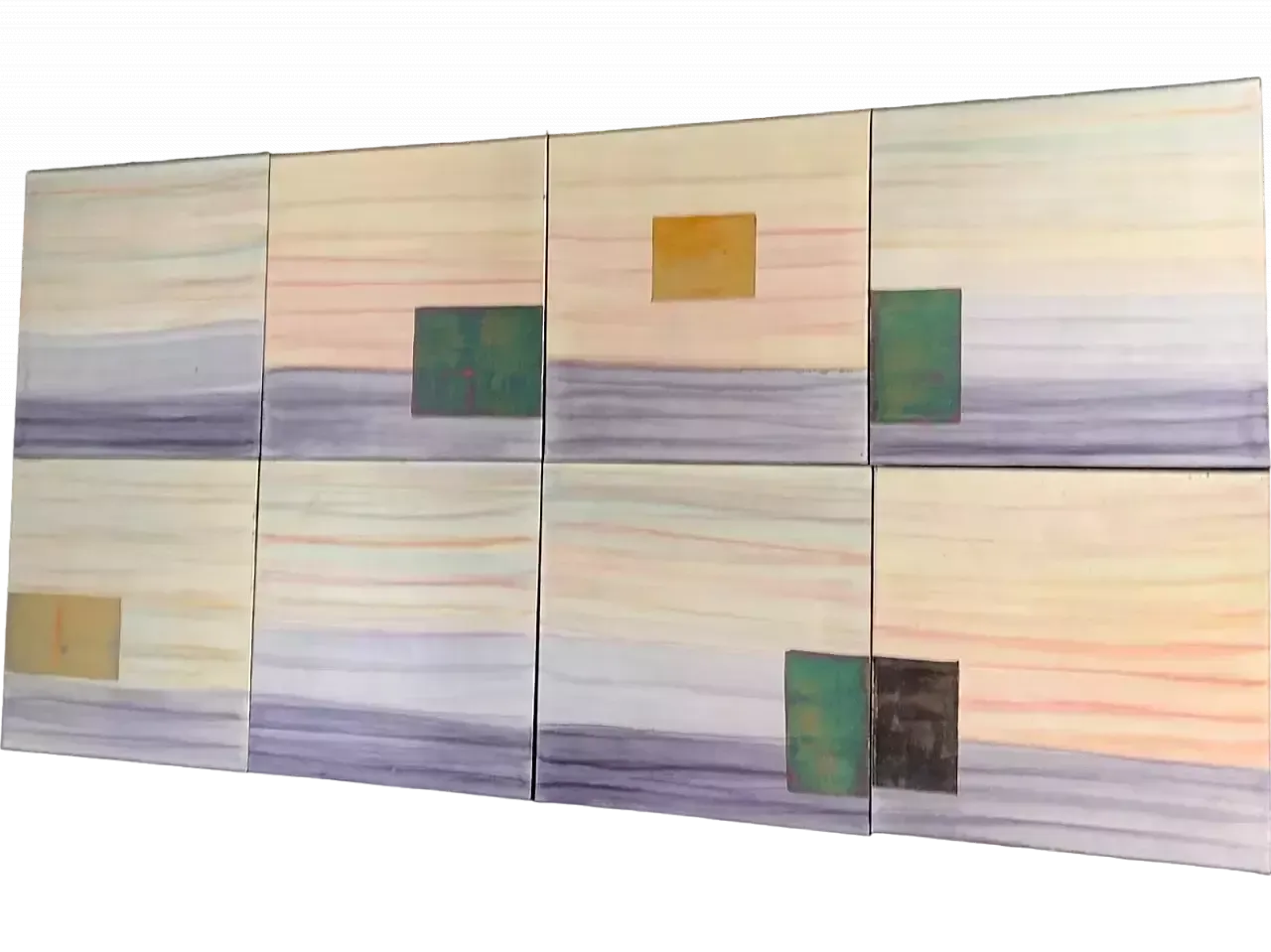 Iridescent Polychrome Abstract Panels In Metal, 1980s, Set Of 8