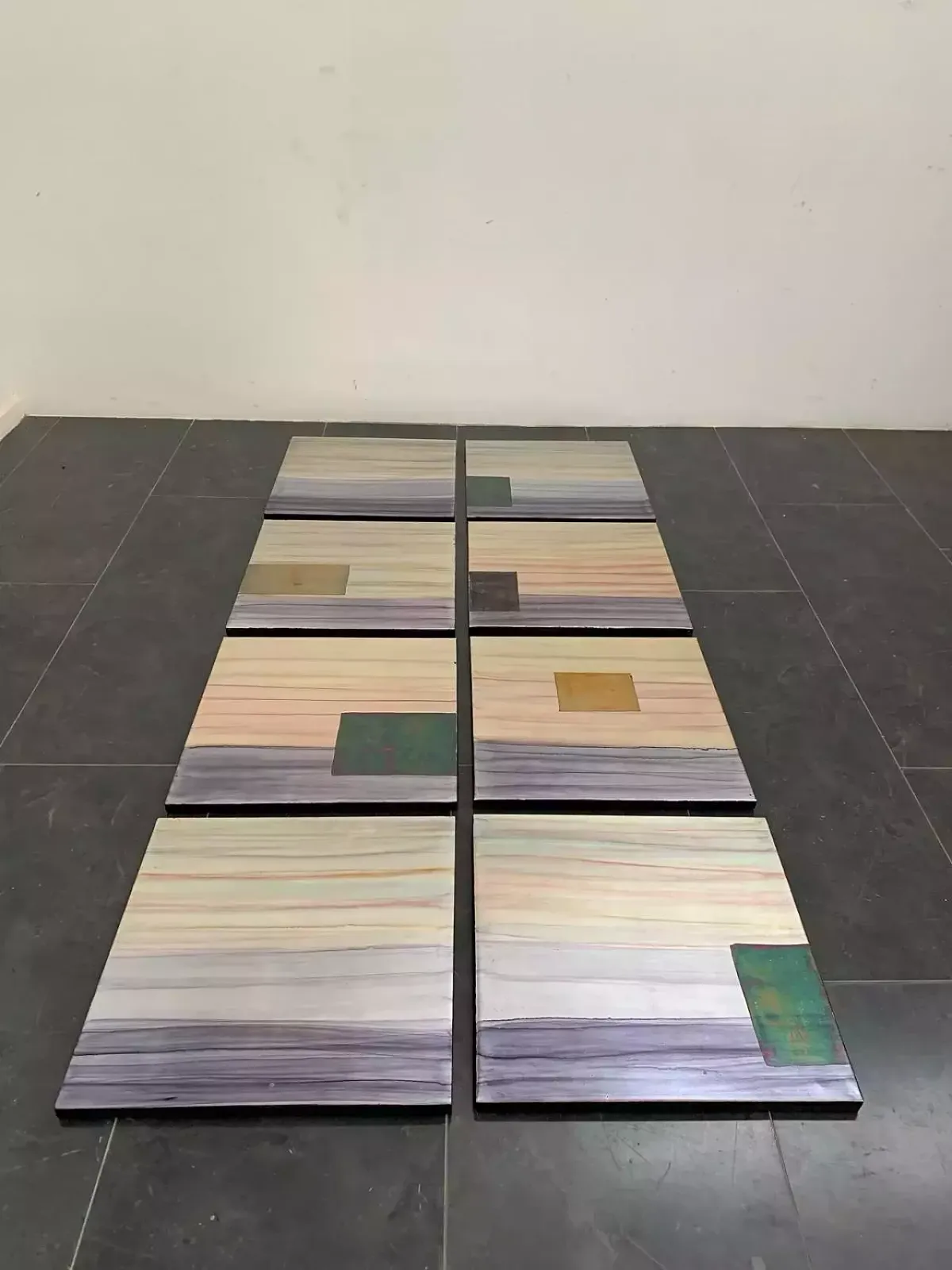 Iridescent Polychrome Abstract Panels In Metal, 1980s, Set Of 8 photo vinterior
