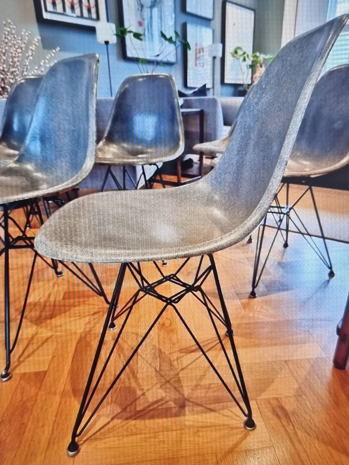 Set Of 6 Dsr Charles Eames Chairs   Original 50s/60s Fibreglass   Rare Colour photo vintage