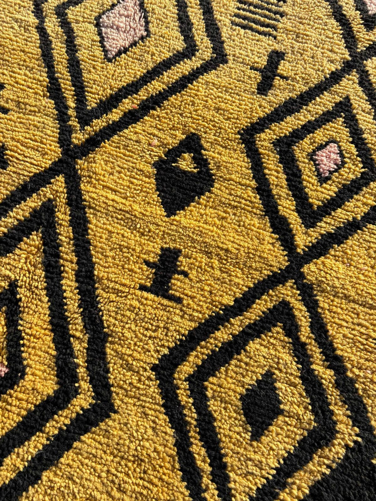 photo for sale Yellow Modern Berber Rug 200x330 Cm , Living Room Decor, Modern Beni Ourain Rug, Berber Wool Rug, Floor Berber Rug