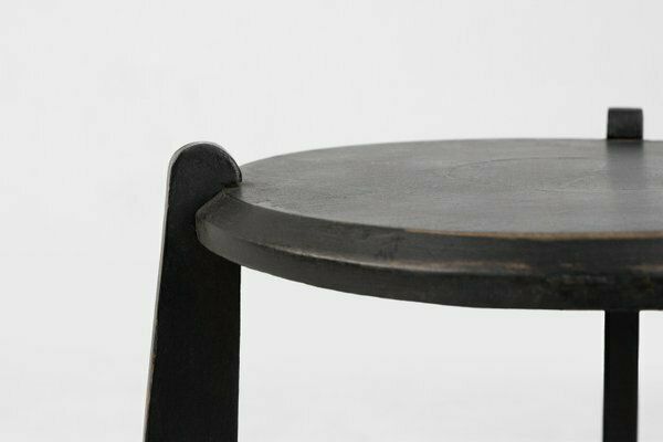 Art Nouveau Side Table In Blackened Wood With Storage Basket, Belgium, 1890s photo for sale