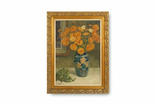 Jos Pas, Baroque Vase With Flowers, 1944, Oil On Canvas