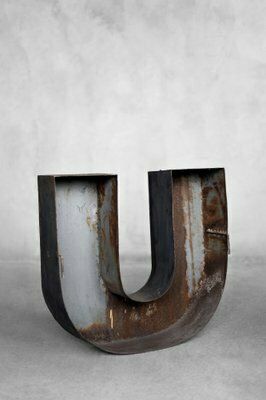 Vintage Groot Industrieel Pools Metalen Letter U, Ca. Jaren 1950 photo vinterior