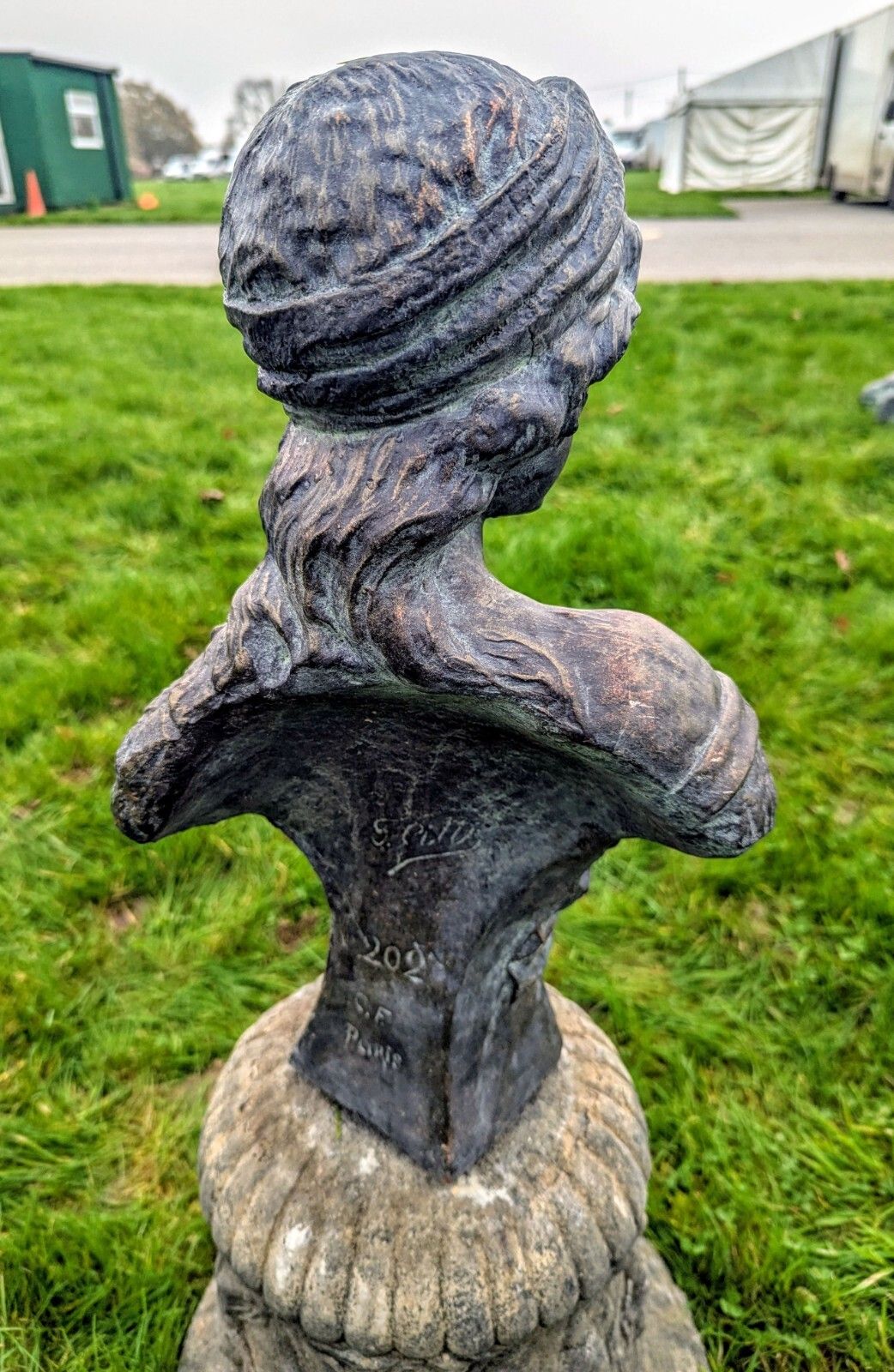 Beautiful Verdigris Bronzed Bust  Gypsy Bohemian Delivery Available 0274. photo vintage