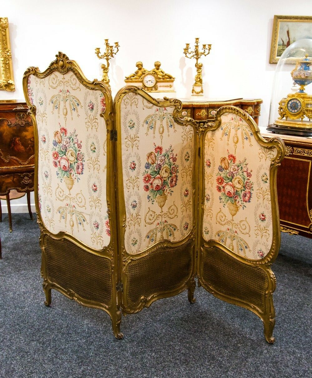 Antique Carved Giltwood Screen / Room Divider photo furniture