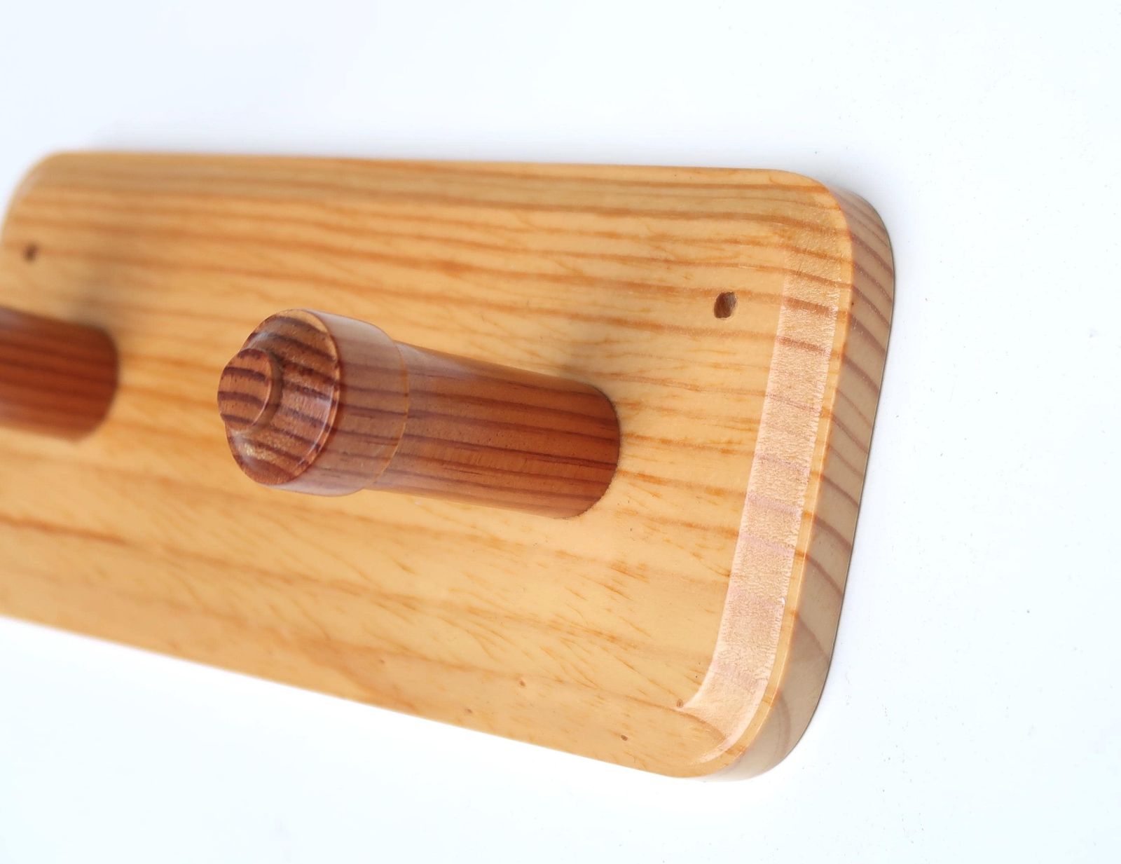 French Pin Wood Bathroom Wall Rack, 1970s / Coat, Towel, Hook, Cottage, Country photo for sale