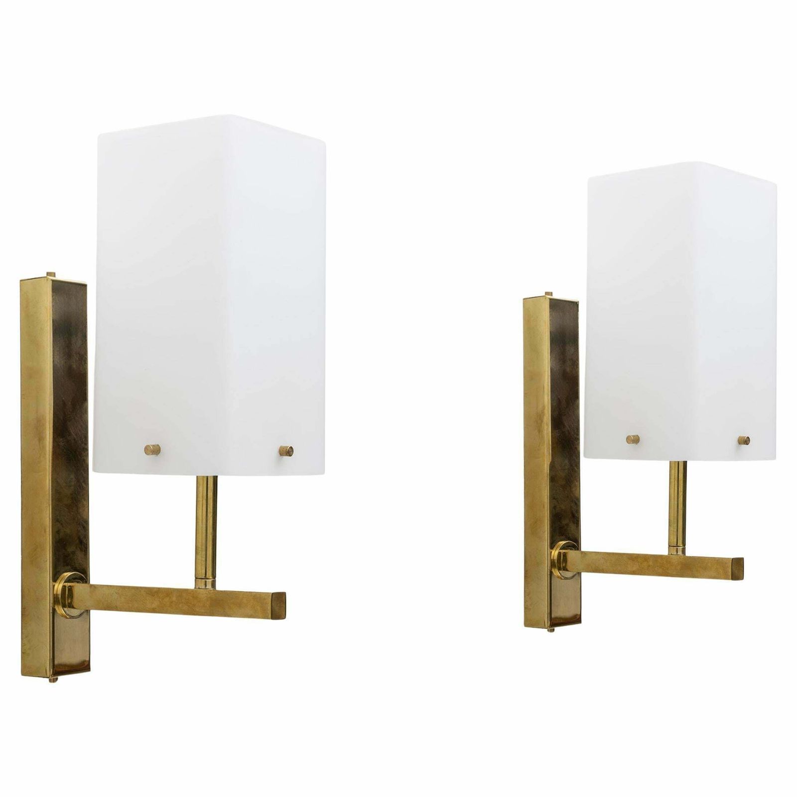 Pair Of Mid Century Modern Style Italian Murano Glass And Brass Sconces