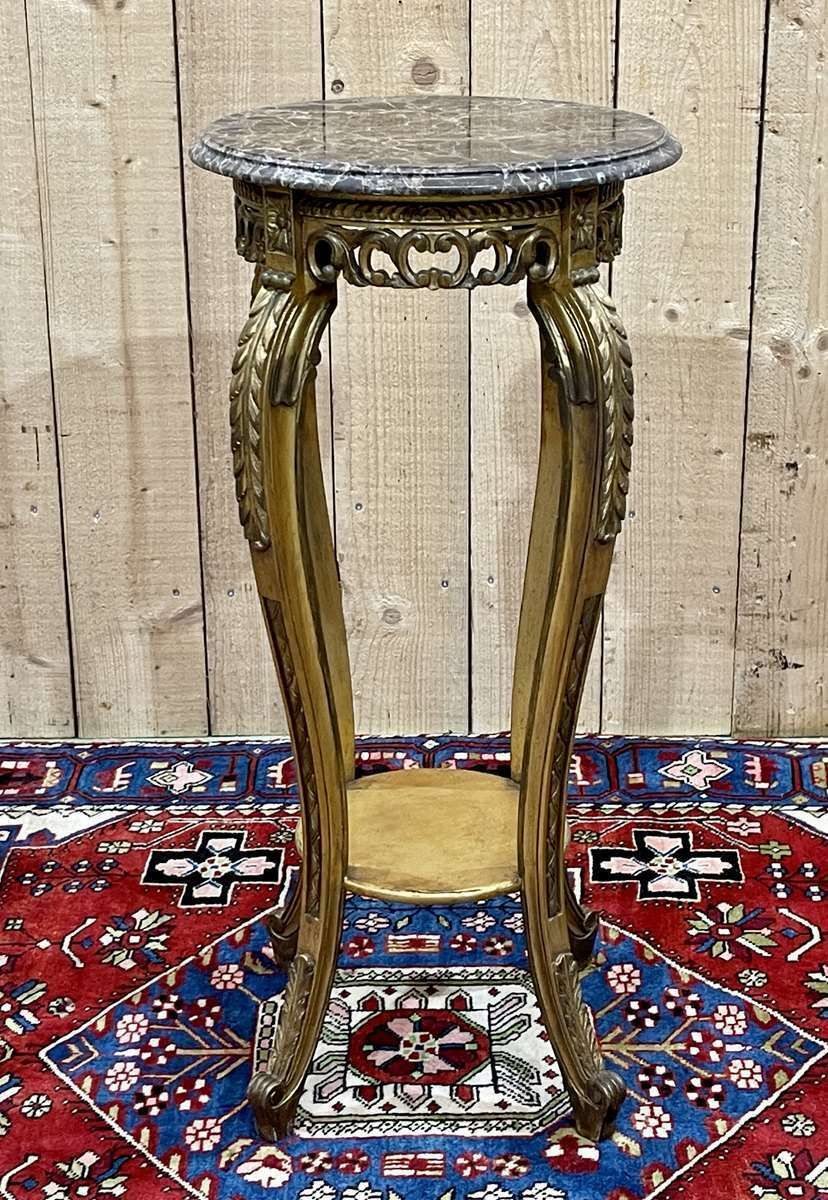 Bolster In Gilded Wood And Marble Top   Made In The 70s photo Furniture