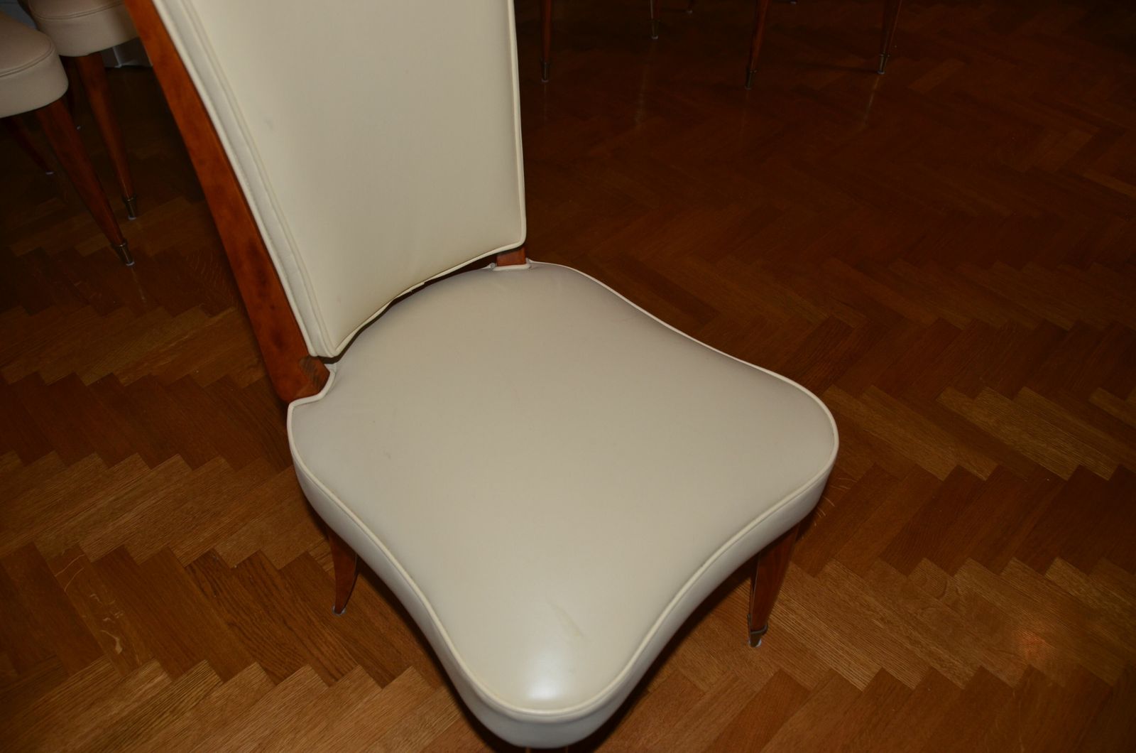photo for sale Set Of Six Art Deco Flesh In Stained Beech And Ivorian Leather