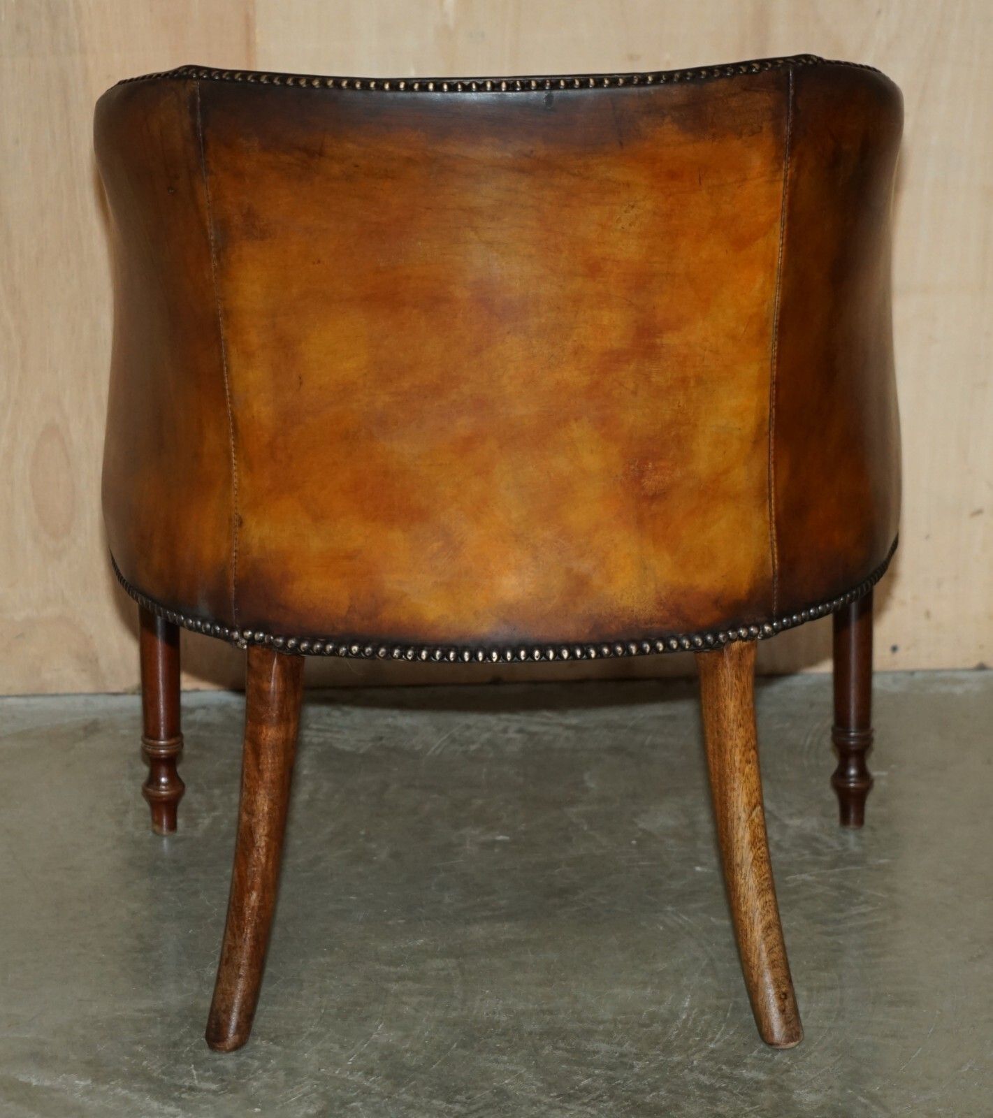 photo vinterior Pair Of Hand Dyed Brown Leather Thomas Chippendale Chesterfield Tub Armchairs