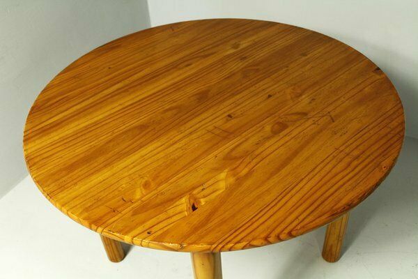 Scandinavian Round Pine Dining Table, 1970s photo vinterior