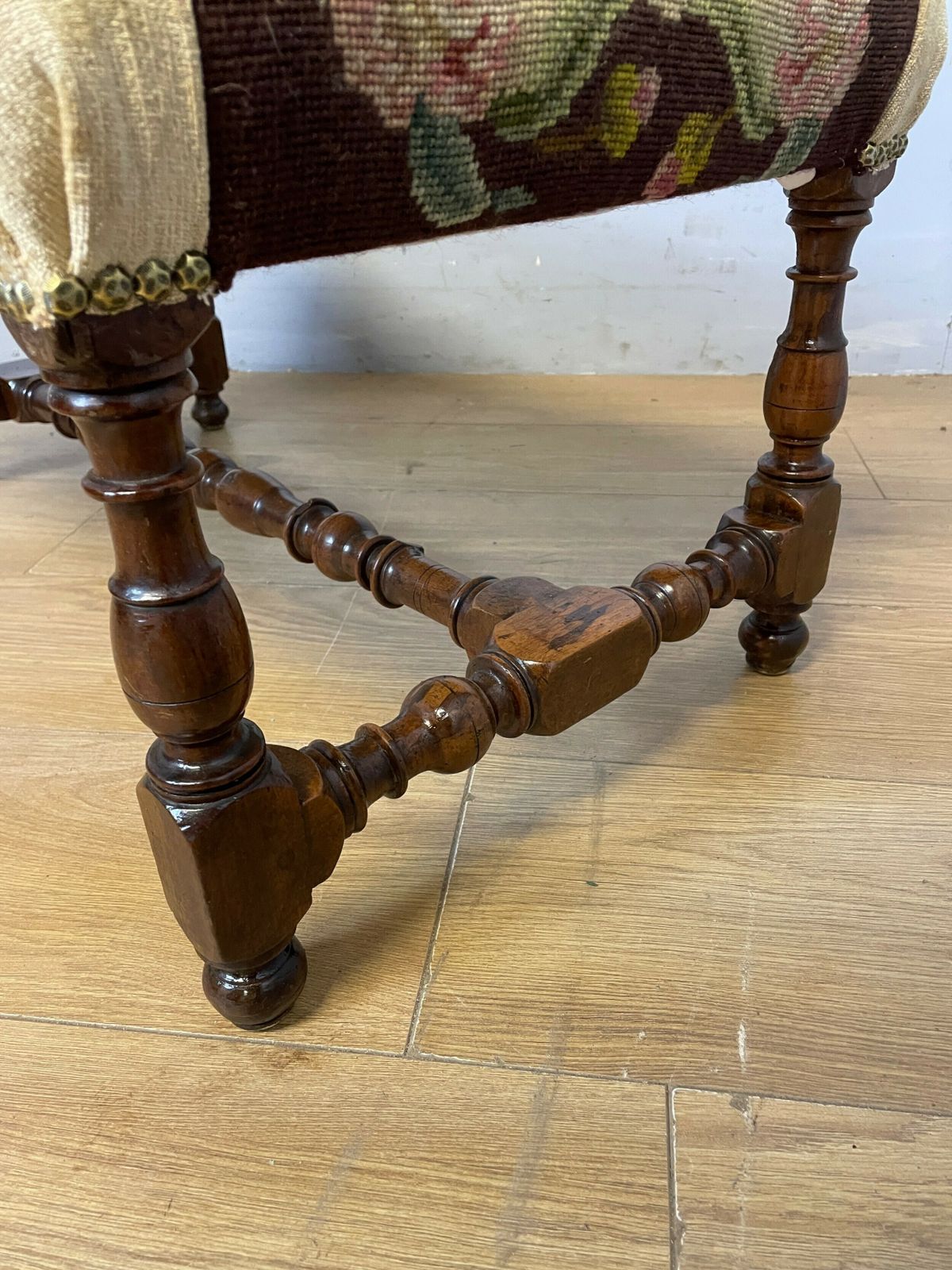 Late C19th Walnut Bobbin Turned Stool photo buy