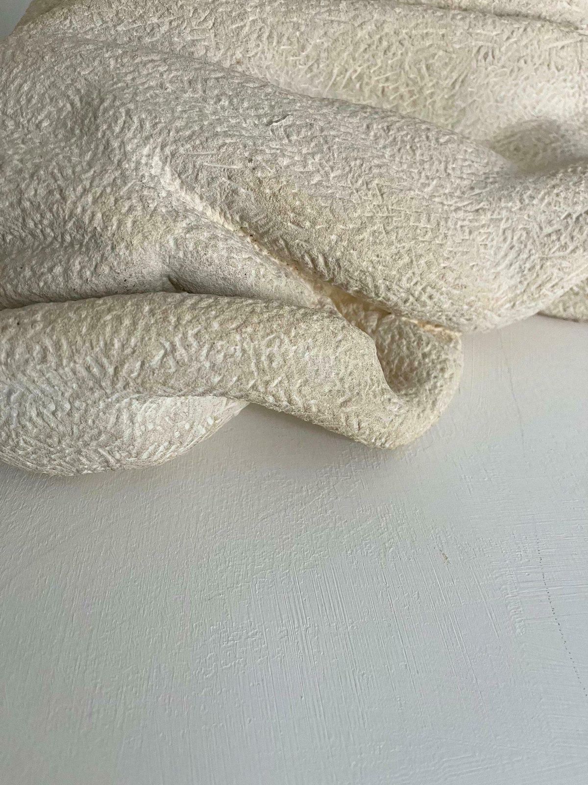 Stone Towel Sculpture Hand Carved And Chiselled In Raw Limestone Abstract Modern Art photo Art