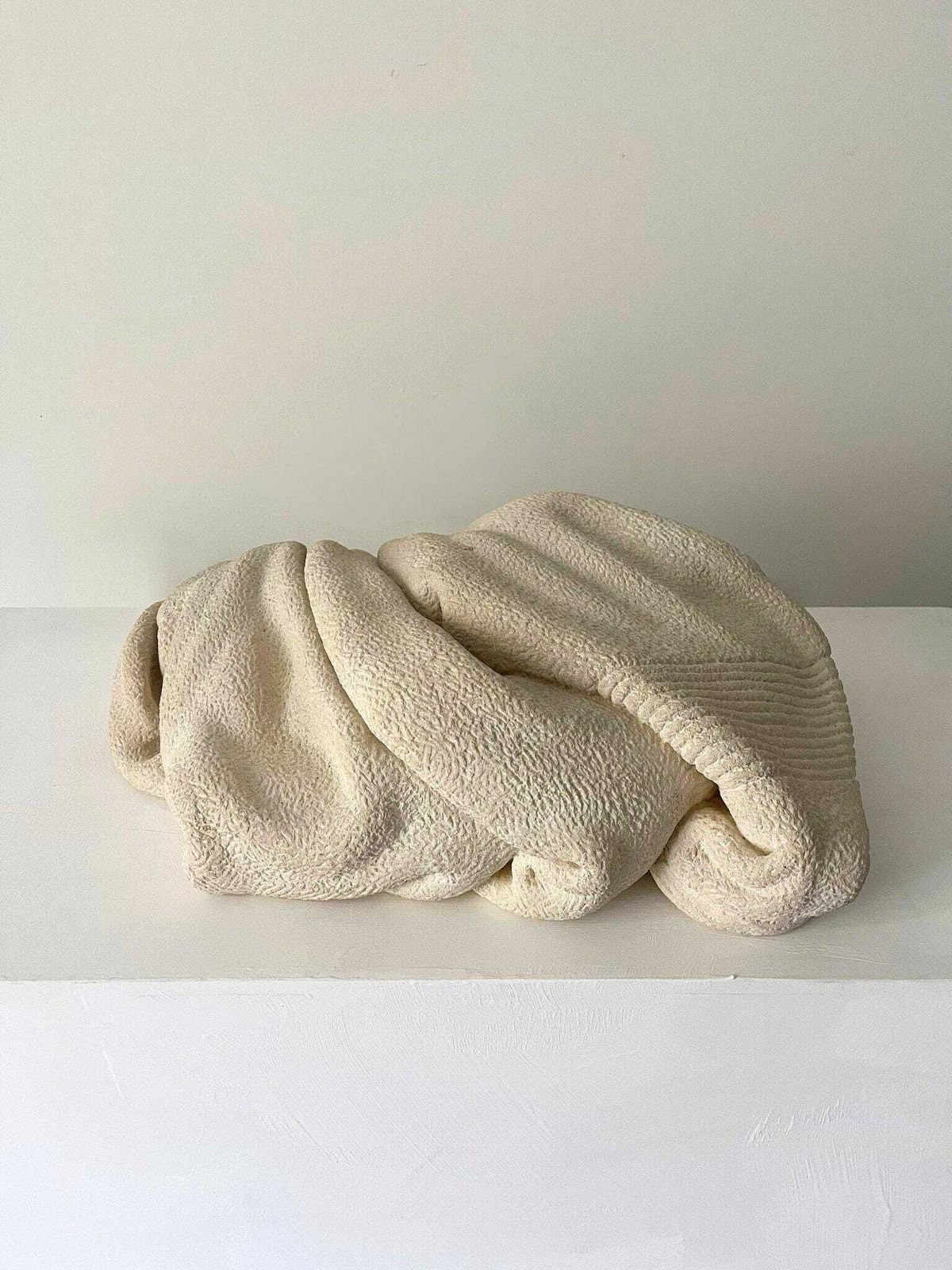 Stone Towel Sculpture Hand Carved And Chiselled In Raw Limestone Abstract Modern Art photo buy