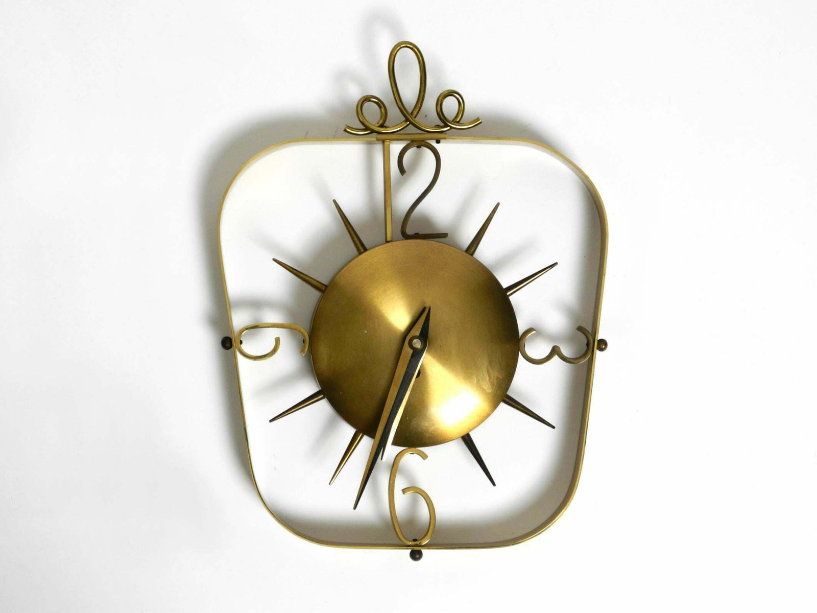 Beautiful Mid Century Kienzle Brass Wall Clock With Original Battery Drive photo furniture
