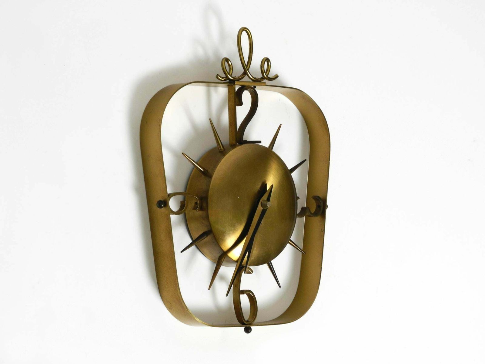 Beautiful Mid Century Kienzle Brass Wall Clock With Original Battery Drive photo for sale