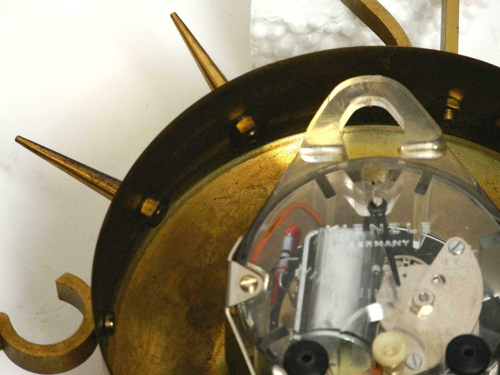 Home Decor Beautiful Mid Century Kienzle Brass Wall Clock With Original Battery Drive photo