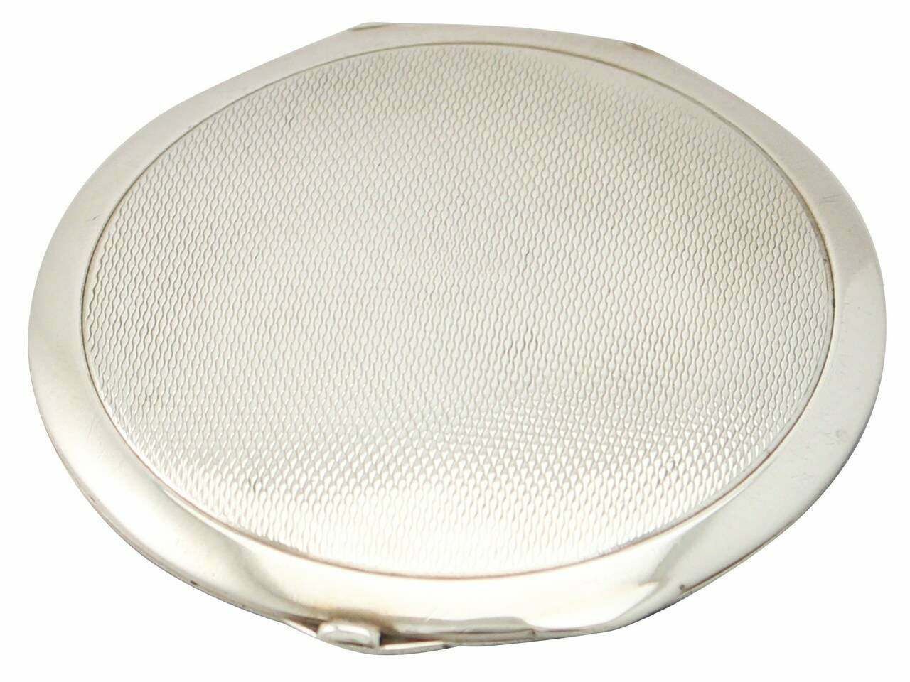 Antique 1939 Sterling Silver And Guilloche Enamel Compact photo furniture